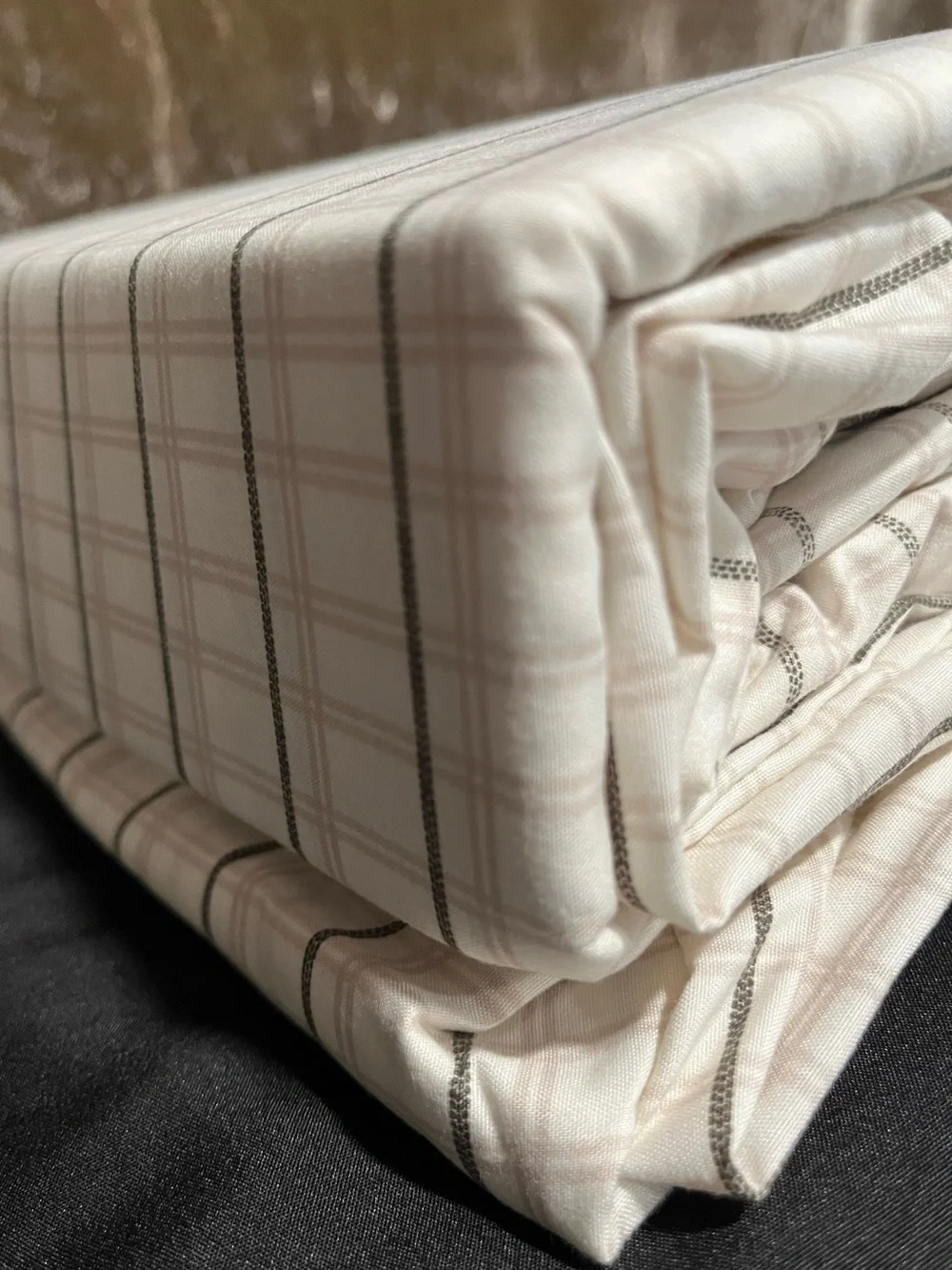 NEW CALVIN KLEIN King sheet set Luxury Plaid Cotton Sheet Set*4pc